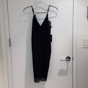 NWT Lulu’s Black MIDI Lace Trim Dress Size XS